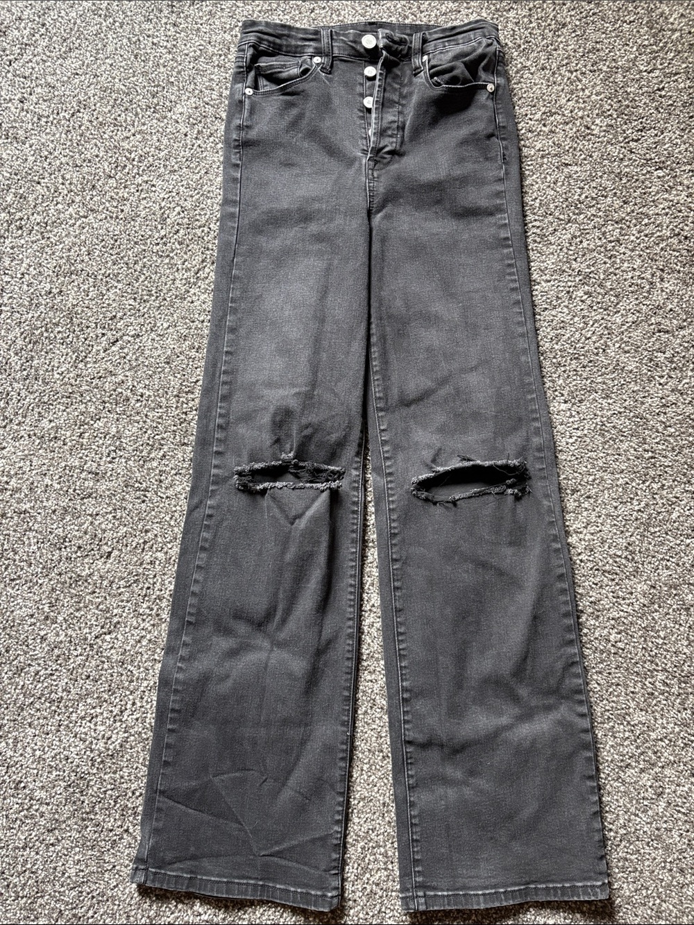 Blank NYC Black High-Rise Distressed Wide-Leg Jeans